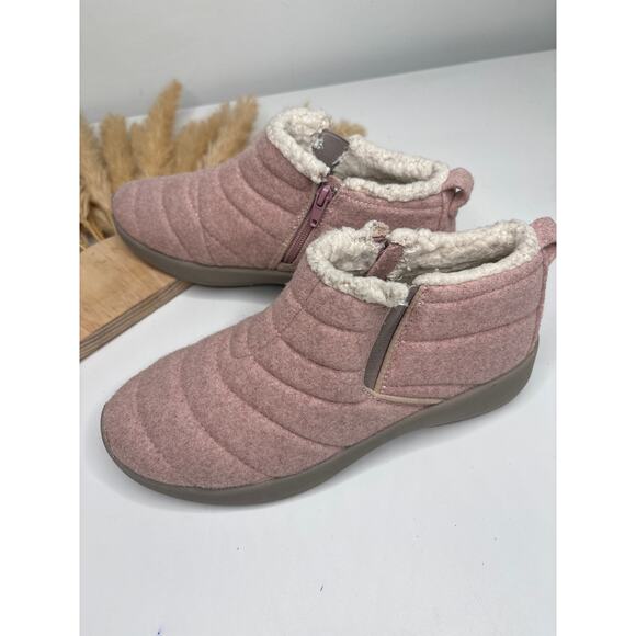 Dearfoams Naomi Double Gore Quilted Winter Ankle Boots Size 7.5 Pink Bootie - Picture 6 of 9